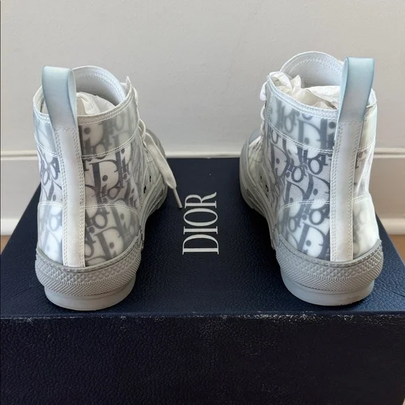 Dior B23 oblique High-Top Sneakers in White Blue and Gray - Picture 6 of 11